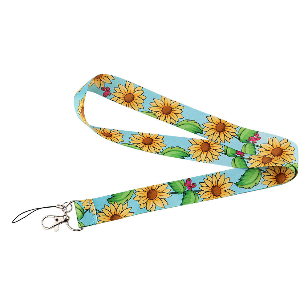Wholesale Polyester Sunflower Mobile Phone Lanyard Keychain